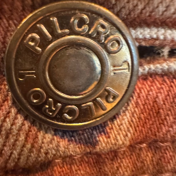 Anthrpologie Pilcro Orange Distressed & Patterned Straight Leg Pants - Picture 6 of 12